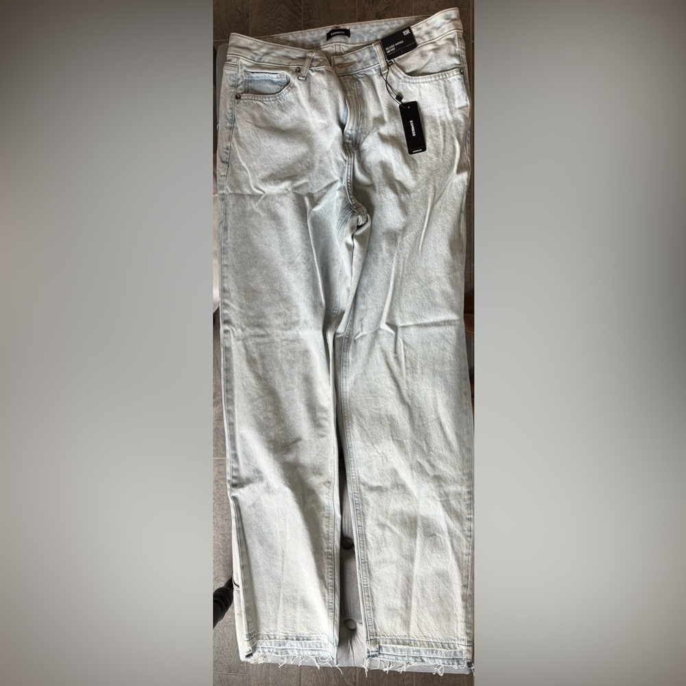 Express Denim Straight Leg Jeans - Light Blue